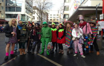 Group of friends ready to start the Cologne 'Karneval'