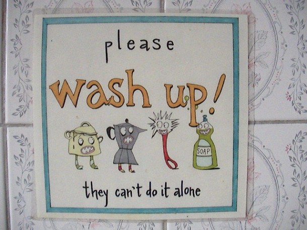 A cleaning sign at Poets' Corner Hostel