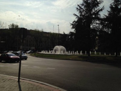 Legazpi, Madrid, Spain, Plaza Beata Maria Ana, fountains 