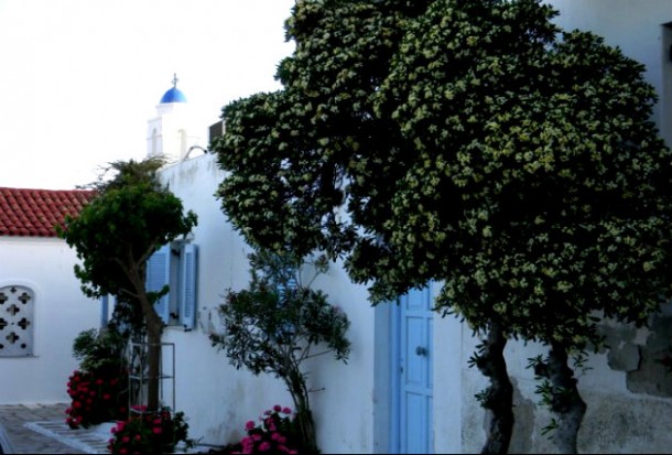 Side-view of a chapel in Tinos, Greece 