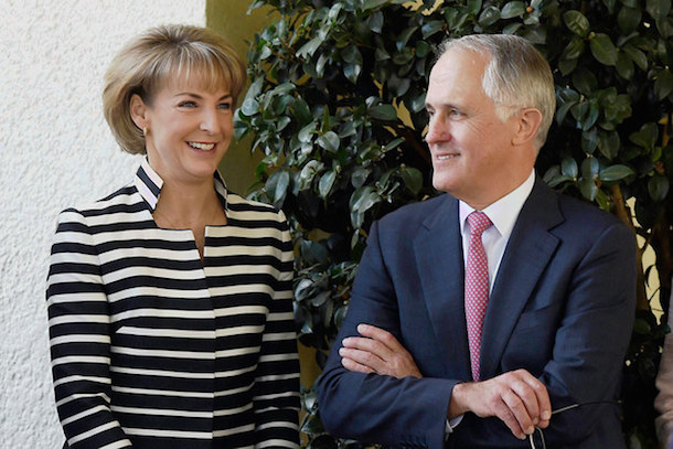 Malcom Turnbull with Minister for Woman-Michaelia Cash/AAP
