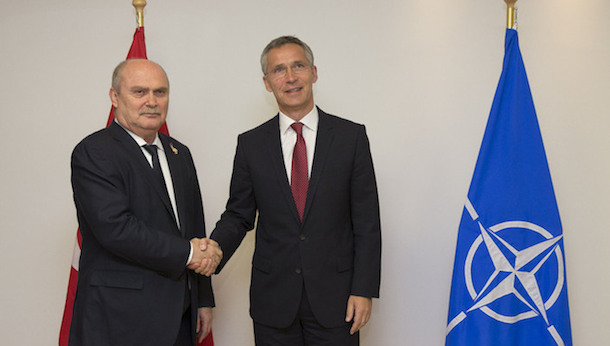 NATO Secretary General Jens Stoltenberg and the Minister of Foreign Affairs of Turkey, Feridun Sinirlioglu